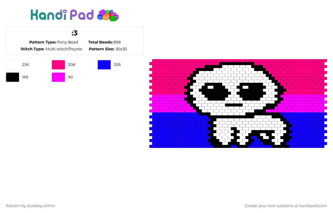 :3 - Pony Bead Pattern by duskieyuichiro on Kandi Pad - 