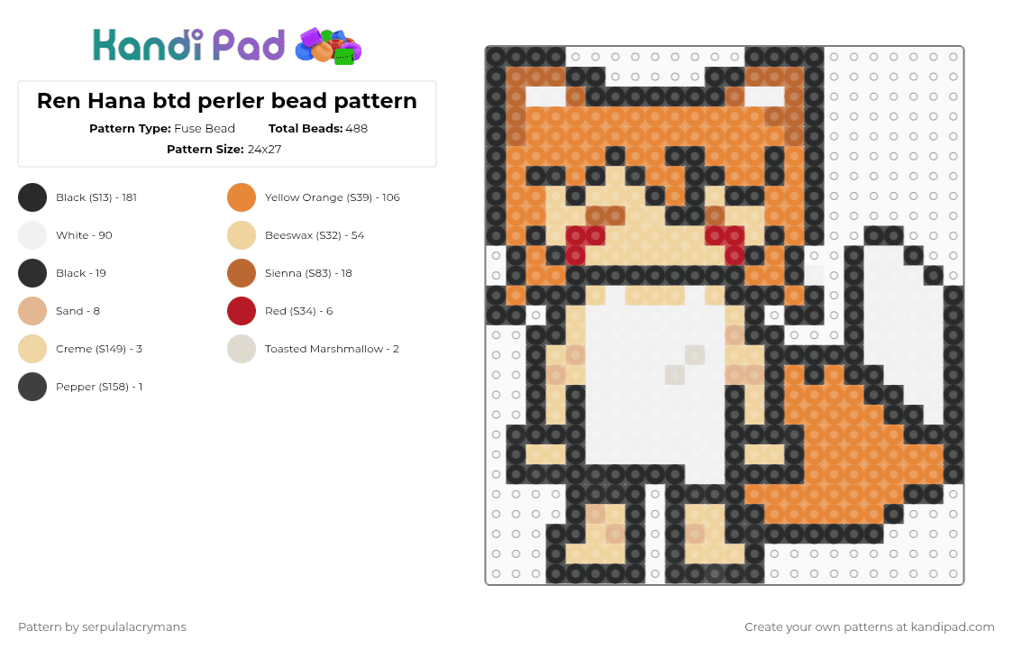 Ren Hana btd perler bead pattern - Fuse Bead Pattern by serpulalacrymans on Kandi Pad - 