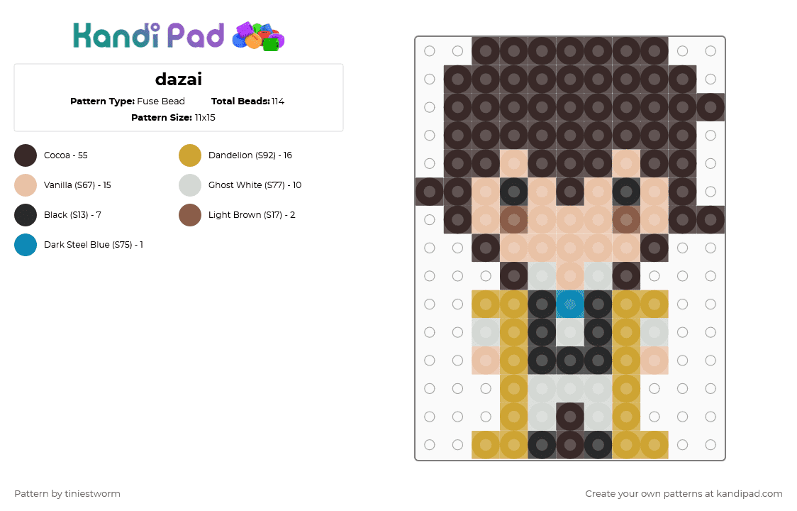 dazai - Fuse Bead Pattern by tiniestworm on Kandi Pad - brown,beige