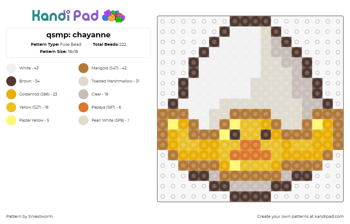 qsmp: chayanne - Fuse Bead Pattern by tiniestworm on Kandi Pad - qsmp,minecraft,egg,gamer,delightful addition,yellow,white