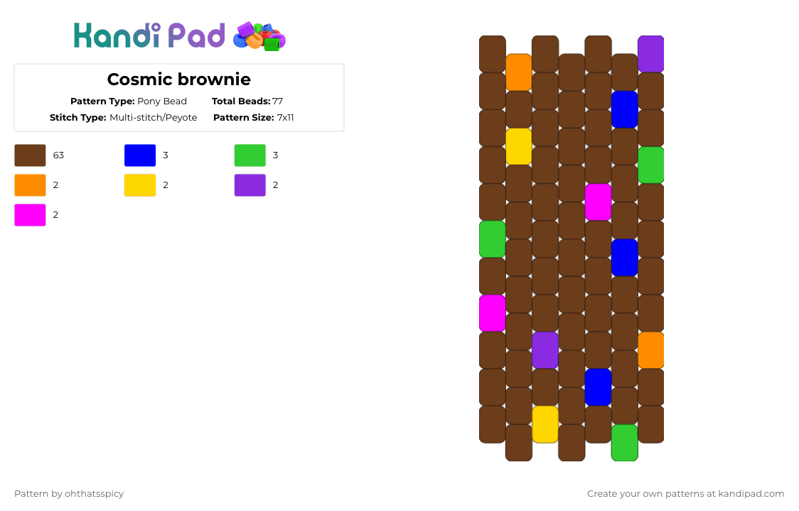 Cosmic brownie - Pony Bead Pattern by ohthatsspicy on Kandi Pad - brown