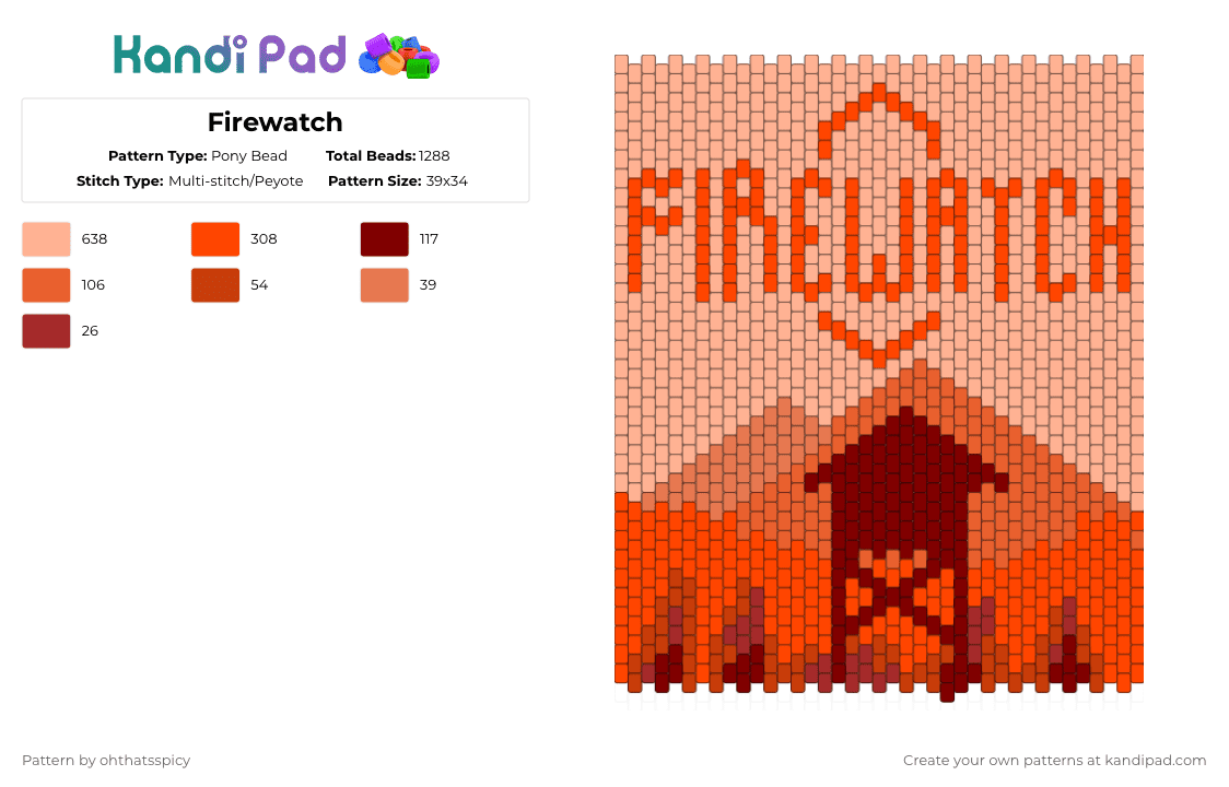 Firewatch - Pony Bead Pattern by ohthatsspicy on Kandi Pad - beige,red