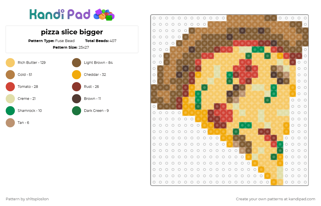 pizza slice bigger - Fuse Bead Pattern by sh1tsplos1on on Kandi Pad - tan,red,yellow