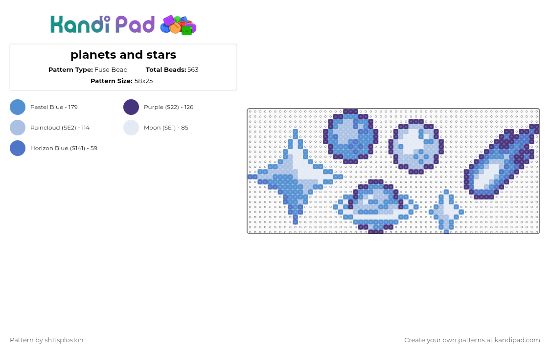 planets and stars - Fuse Bead Pattern by sh1tsplos1on on Kandi Pad - light blue,space,planet,star,universe,galaxy