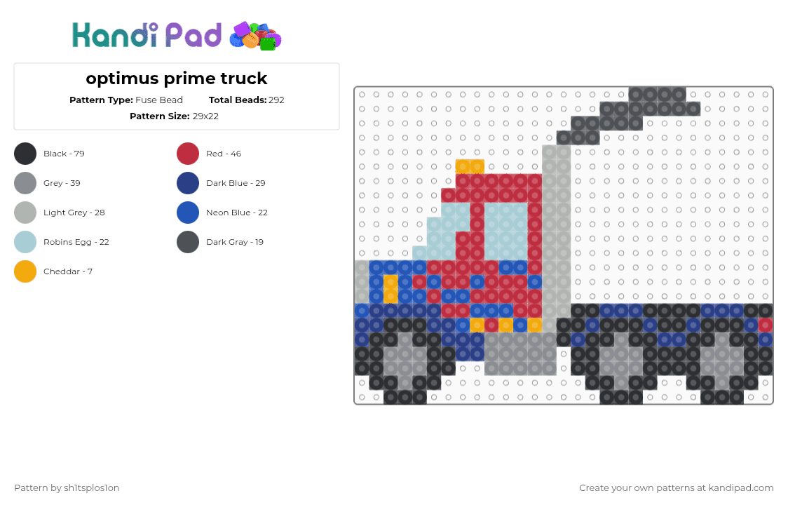 optimus prime truck - Fuse Bead Pattern by sh1tsplos1on on Kandi Pad - optimus prime, transformers