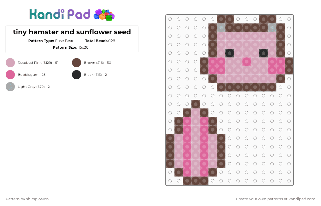 Hamster Bead Pattern Tiny hamster and sunflower seed Fuse Bead Pattern - Kandi Pad | Kandi ...