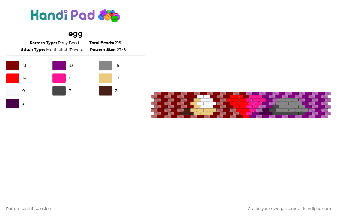egg - Pony Bead Pattern by sh1tsplos1on on Kandi Pad - agentstone, brown, eggman, pink, sonic, stobotnik