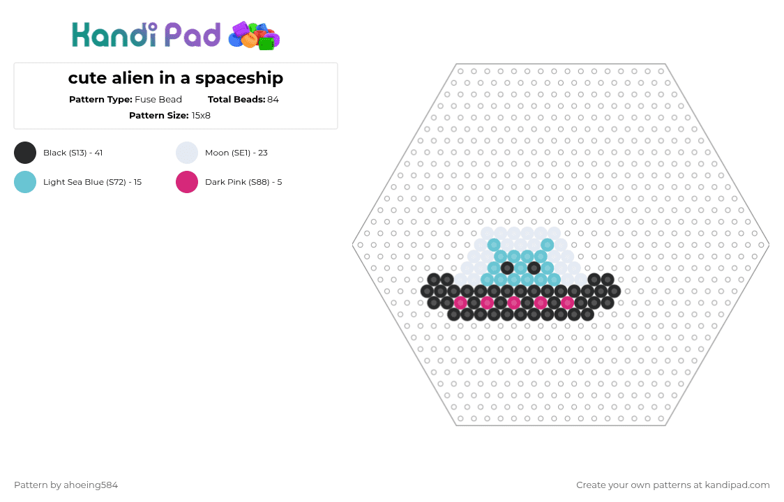 cute alien in a spaceship - Fuse Bead Pattern by ahoeing584 on Kandi Pad - light blue