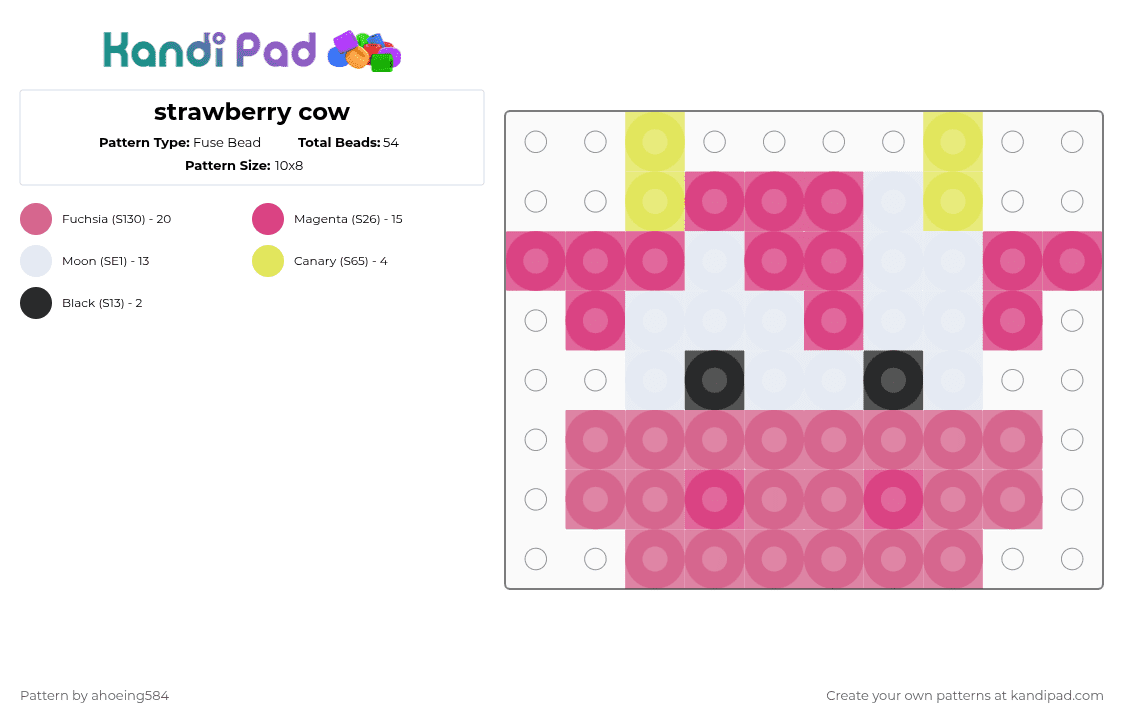 strawberry cow - Fuse Bead Pattern by ahoeing584 on Kandi Pad - 