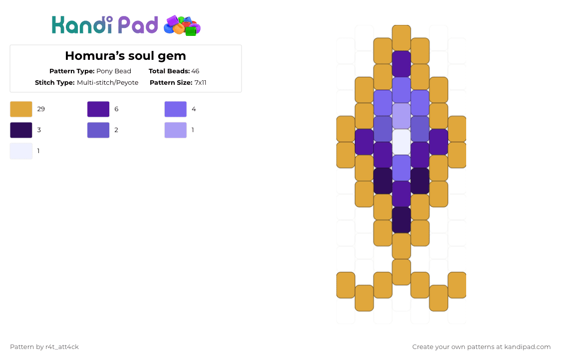 Homura’s soul gem - Pony Bead Pattern by r4t_att4ck on Kandi Pad - orange,homura,akemi homura,pmmm,puella magi madoka magica,madoka magica,madoka,soul gem,homura akemi