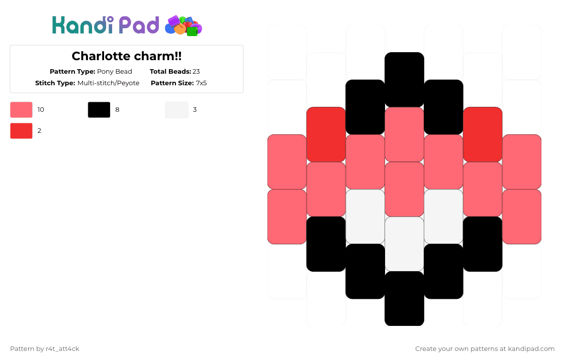Charlotte charm!! - Pony Bead Pattern by r4t_att4ck on Kandi Pad - red,bebe madoka magica,charlotte madoka magica,madoka magica,pmmm,puella magi madoka magica,bebecharlotte,witch madoka magica,magical girl