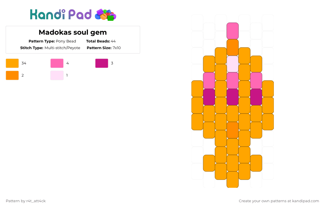 Madokas soul gem - Pony Bead Pattern by r4t_att4ck on Kandi Pad - orange,madoka,kaname madoka,puella magi madoka magica,pmmm,mahou shoujo madoka magica,madoka kaname