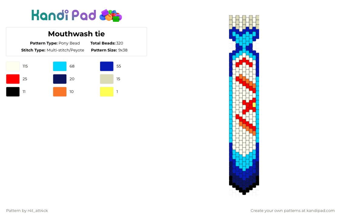 Mouthwash tie - Pony Bead Pattern by r4t_att4ck on Kandi Pad - purple,light blue,mouthwash,mouthwashing,mouthwashing tie,anya mouthwashing,polle mouthwashing,daisuke mouthwashing,curly,pony express