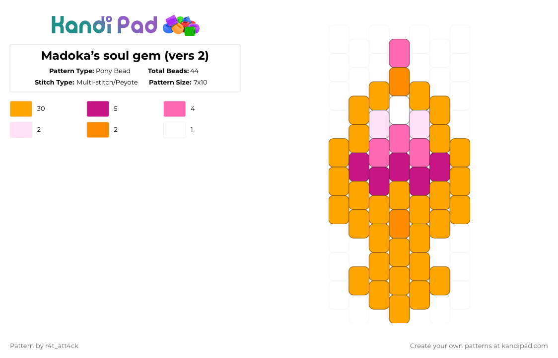 Madoka’s soul gem (vers 2) - Pony Bead Pattern by r4t_att4ck on Kandi Pad - orange,madoka,kaname modoka,puella magi madoka magica,pmmm,mahou shojo madoka magica,soul gem,madoka kaname,madoka magica