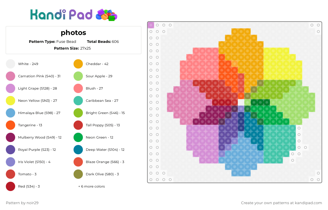 photos - Fuse Bead Pattern by noir29 on Kandi Pad - white,red,green,teal,colorful