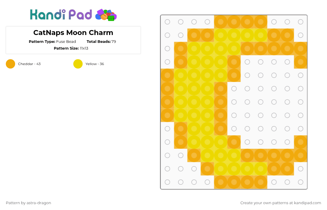 CatNaps Moon Charm - Fuse Bead Pattern by astra-dragon on Kandi Pad - orange,yellow,catnap,charm