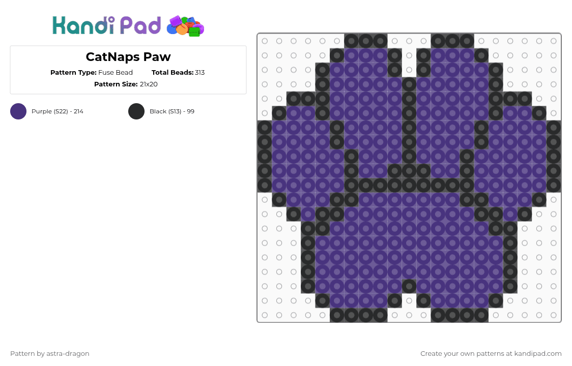 CatNaps Paw - Fuse Bead Pattern by astra-dragon on Kandi Pad - catnap,poppy playtime,smiling critters
