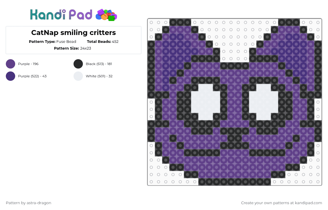 CatNap smiling critters - Fuse Bead Pattern by astra-dragon on Kandi Pad - catnap,smiling critters,poppy playtime