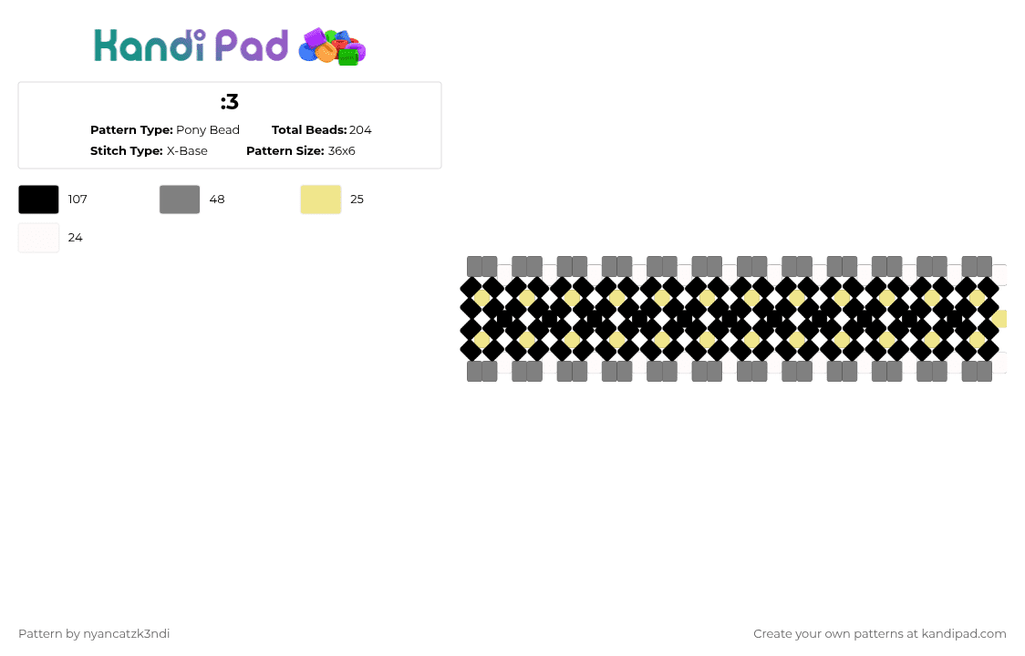 :3 Pony Bead Pattern - Kandi Pad | Kandi Patterns, Fuse Bead Patterns ...