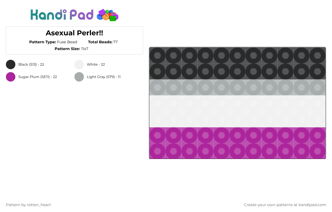 Asexual Perler!! - Fuse Bead Pattern by rotten_heart on Kandi Pad - gray,pink