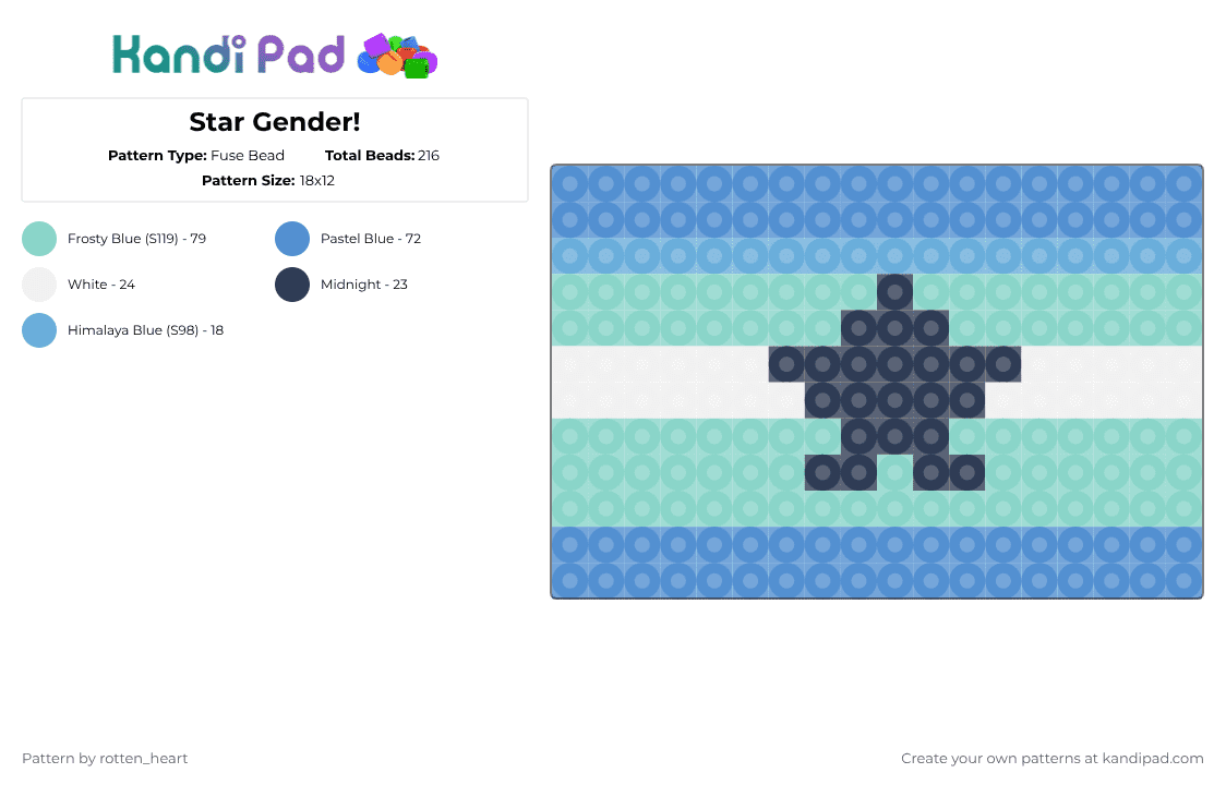 Star Gender! - Fuse Bead Pattern by rotten_heart on Kandi Pad - light blue,pride,pride flag,star,gender,pride flag perler,gender pride,blue