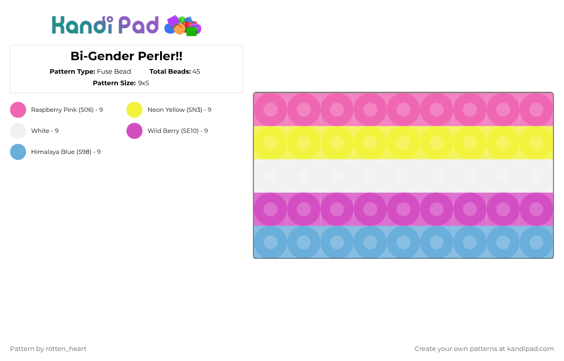 Bi-Gender Perler!! - Fuse Bead Pattern by rotten_heart on Kandi Pad - pink