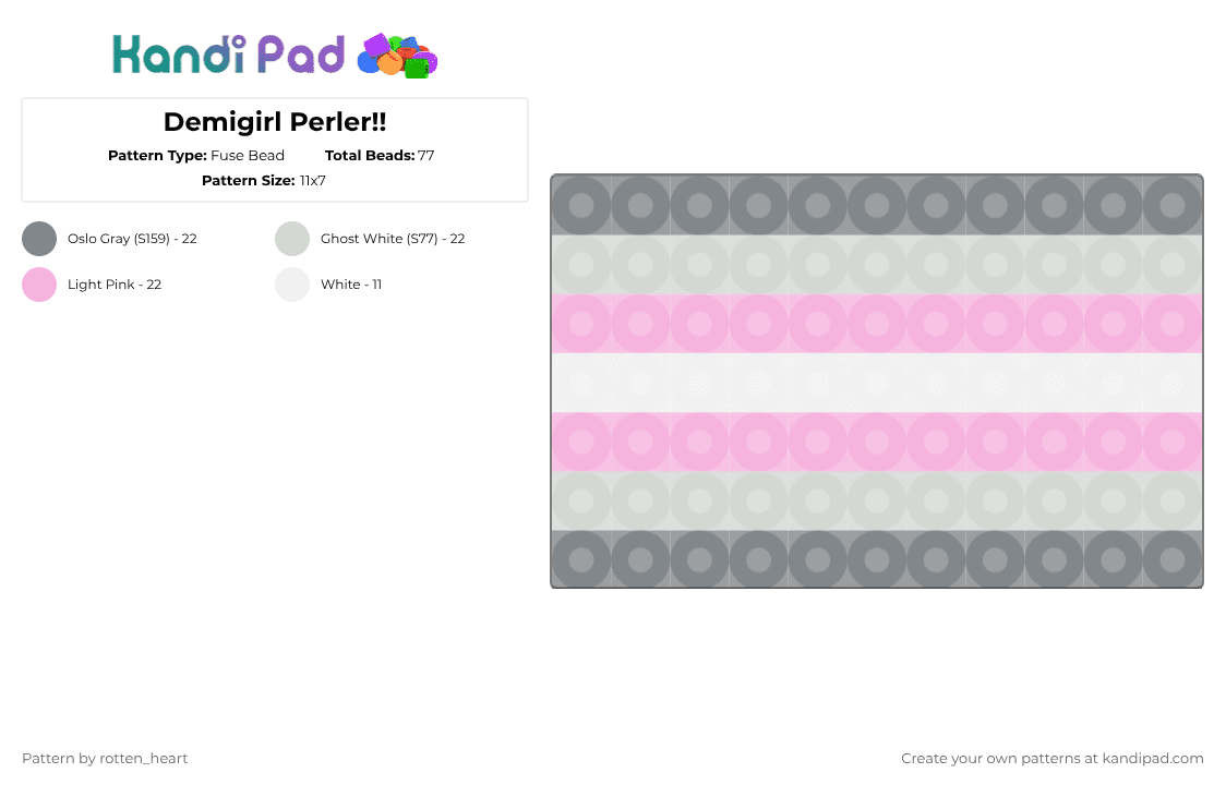 Demigirl Perler!! - Fuse Bead Pattern by rotten_heart on Kandi Pad - gray,pink