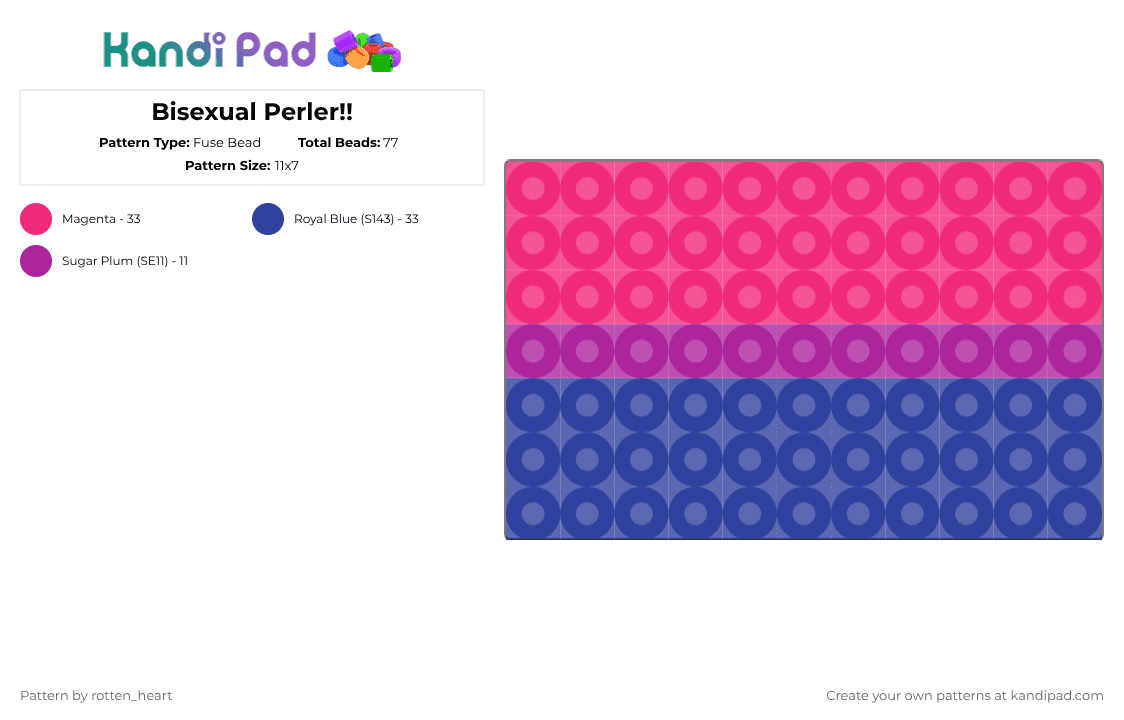 Bisexual Perler!! - Fuse Bead Pattern by rotten_heart on Kandi Pad - pink,purple