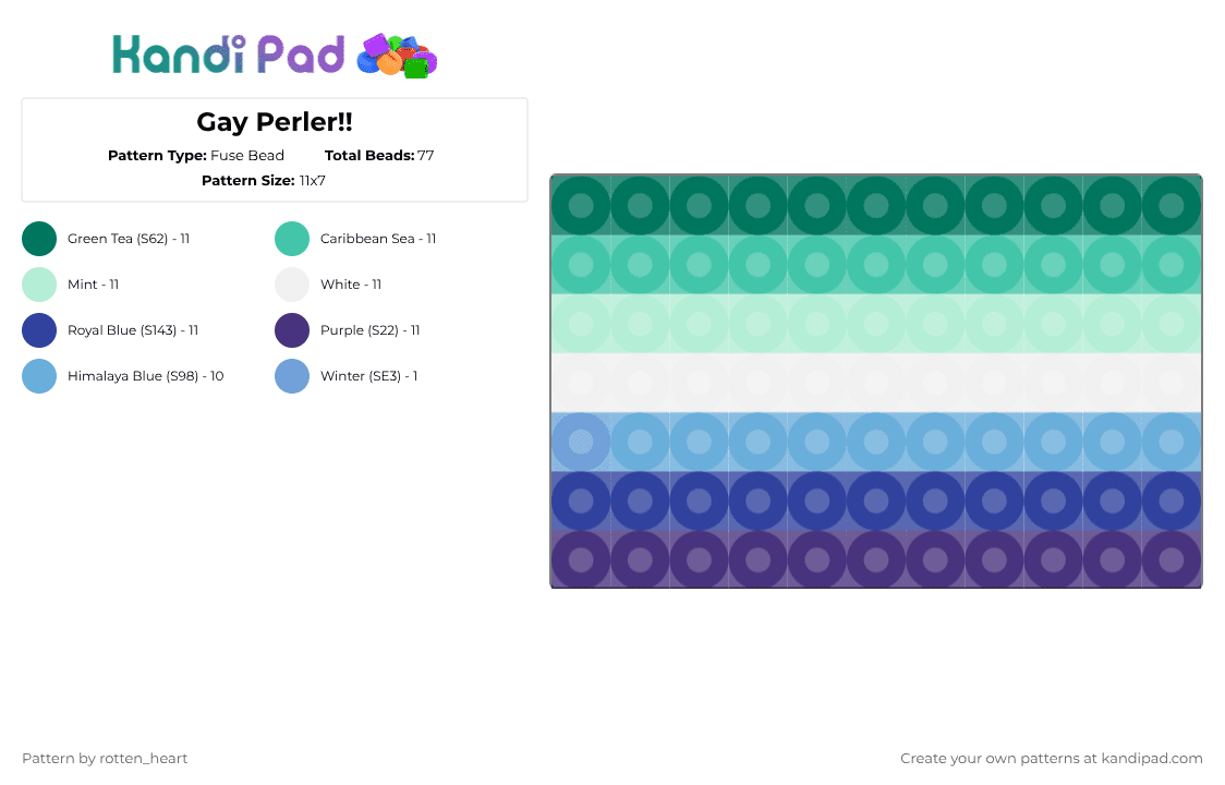 Gay Perler!! - Fuse Bead Pattern by rotten_heart on Kandi Pad - teal,light blue,purple