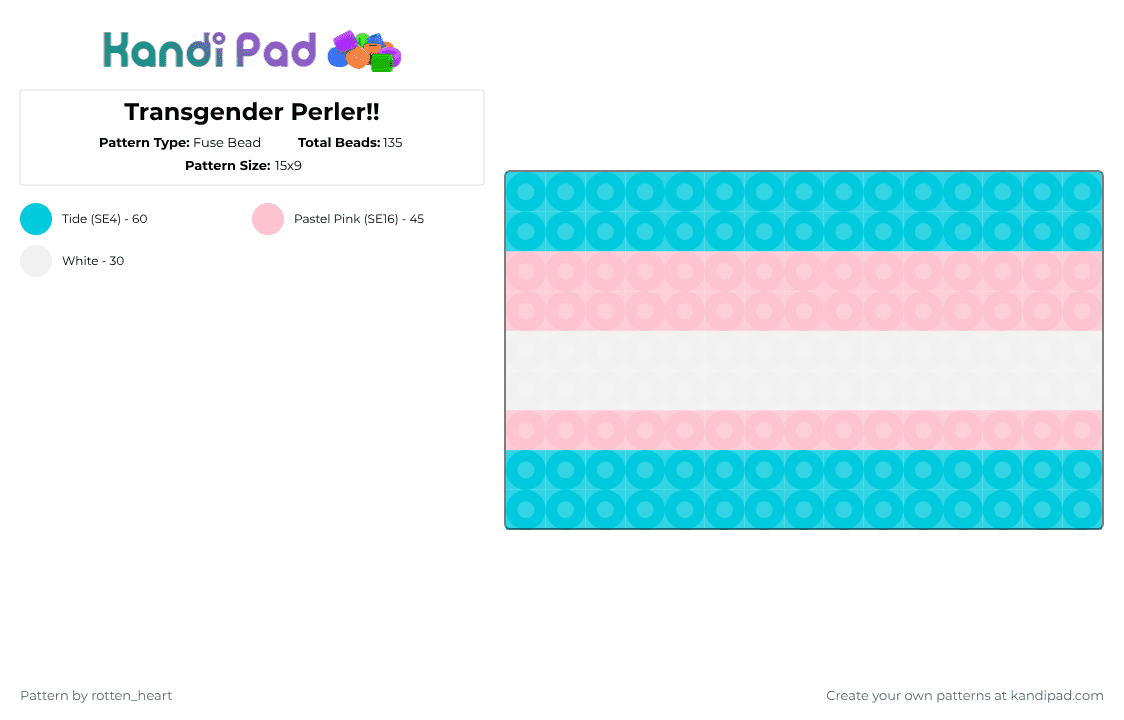 Transgender Perler!! - Fuse Bead Pattern by rotten_heart on Kandi Pad - light blue,pink