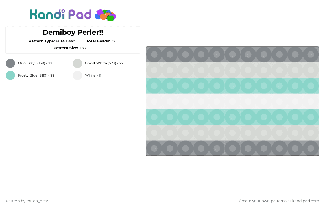 Demiboy Perler!! - Fuse Bead Pattern by rotten_heart on Kandi Pad - gray,light blue
