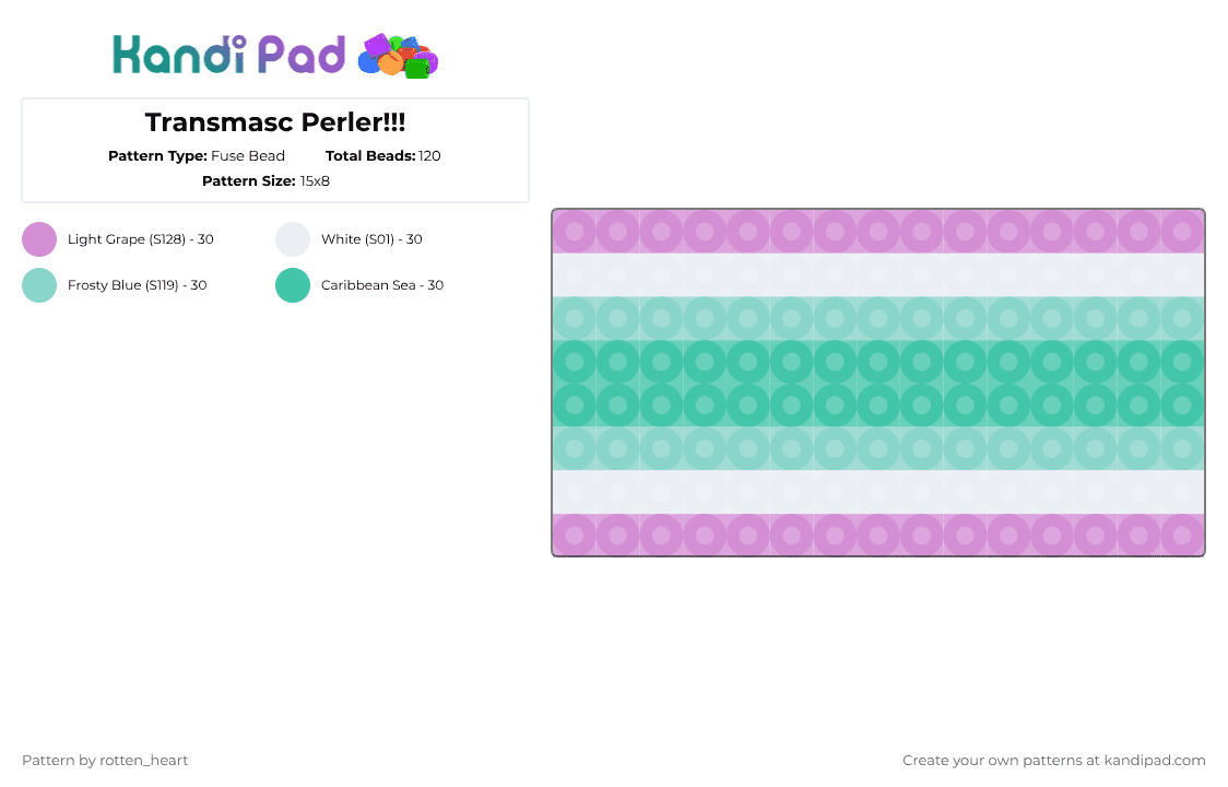 Transmasc Perler!!! - Fuse Bead Pattern by rotten_heart on Kandi Pad - pink,light blue,teal,pride,trans,boy,masc,perler,pride flag,pride perler,pride flag perler