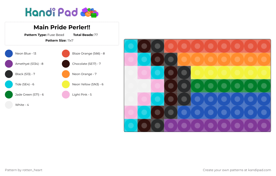 Main Pride Perler!! - Fuse Bead Pattern by rotten_heart on Kandi Pad - red,pink,blue