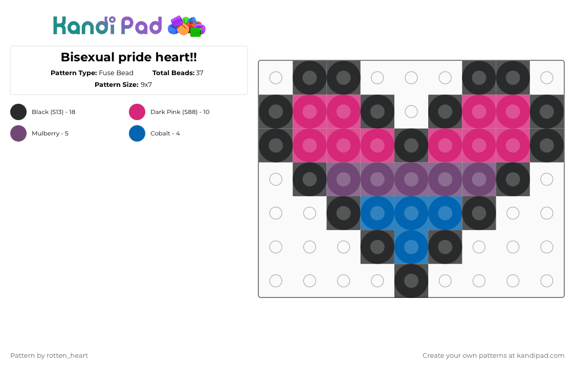 Bisexual pride heart!! - Fuse Bead Pattern by rotten_heart on Kandi Pad - pink