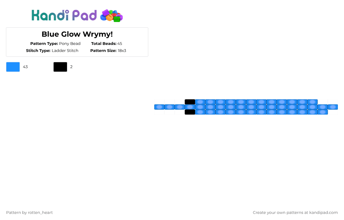 Blue Glow Wrymy! - Pony Bead Pattern by rotten_heart on Kandi Pad - light blue,worm,wyrm,blue,glow,ladder