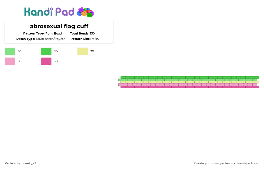 abrosexual flag cuff - Pony Bead Pattern by tweek_x3 on Kandi Pad - pink