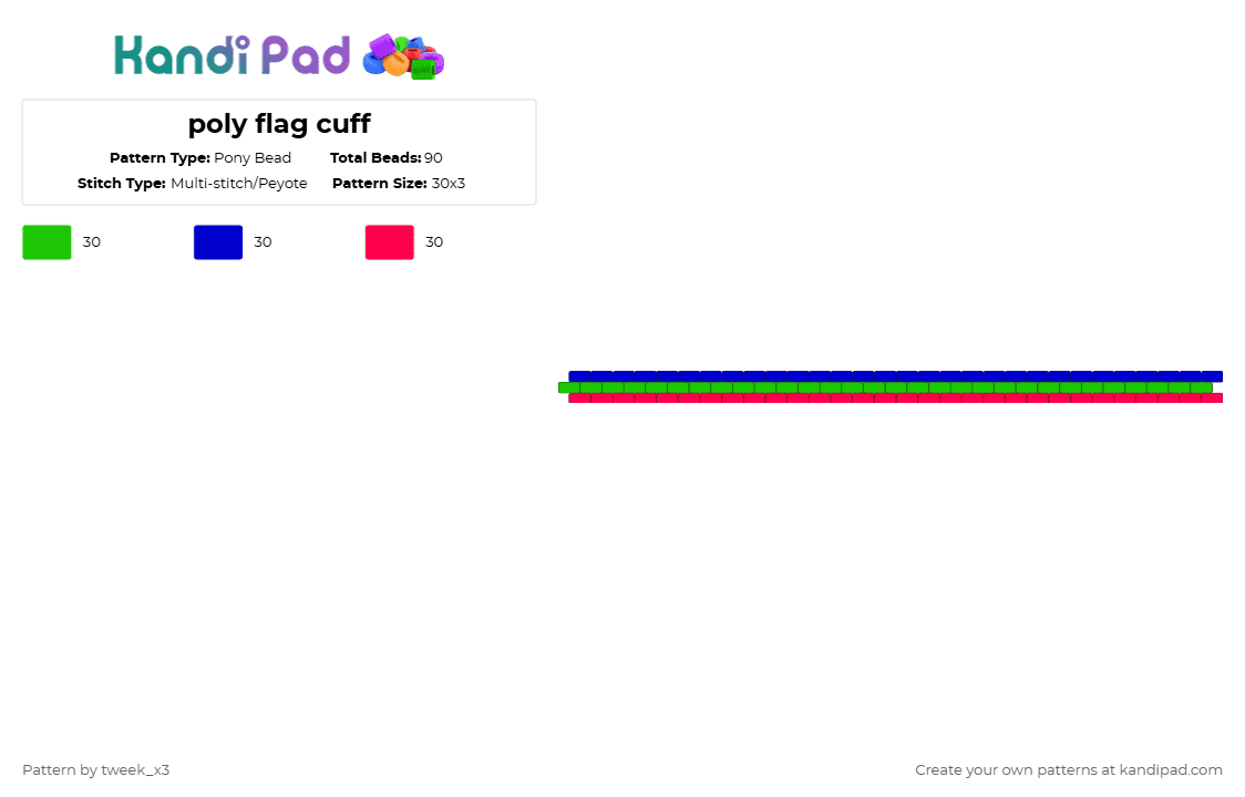 poly flag cuff - Pony Bead Pattern by tweek_x3 on Kandi Pad - green,purple,red