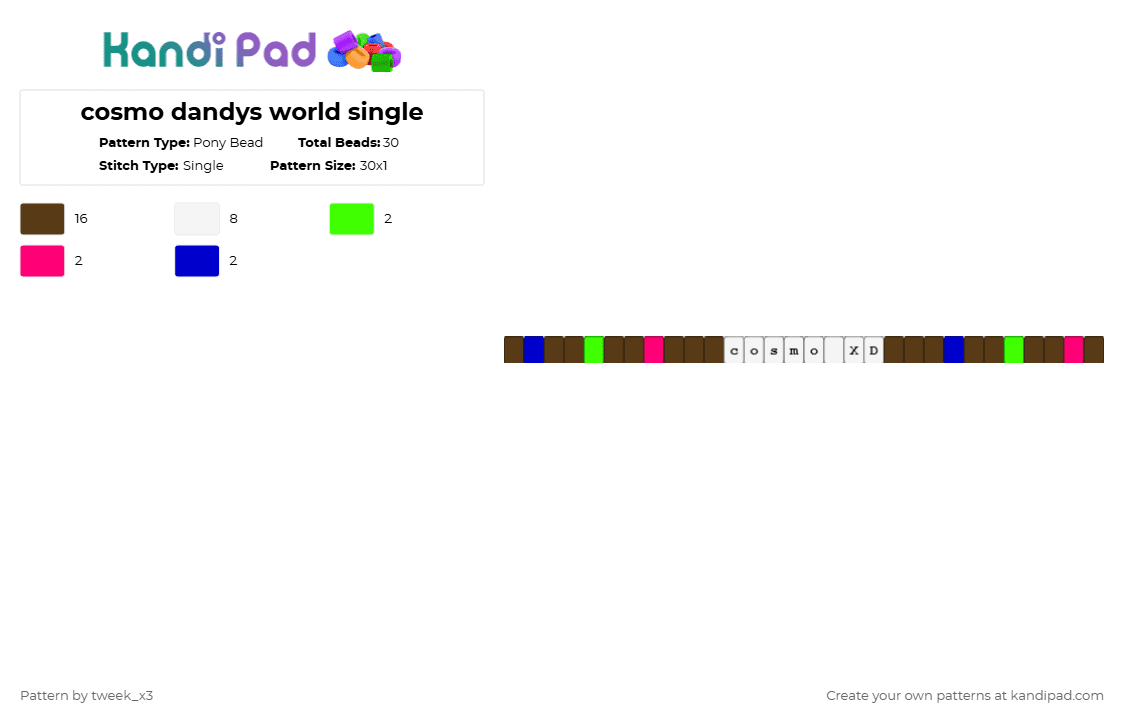 cosmo dandys world single - Pony Bead Pattern by tweek_x3 on Kandi Pad - brown