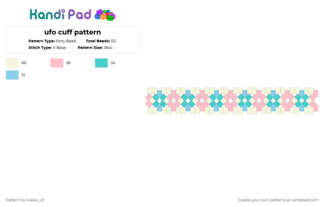 ufo cuff pattern - Pony Bead Pattern by tweek_x3 on Kandi Pad - light blue,pink