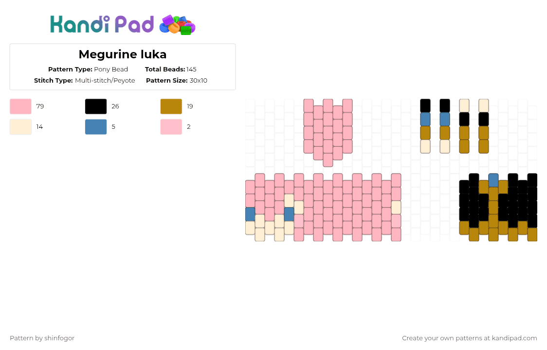 Megurine luka - Pony Bead Pattern by shinfogor on Kandi Pad - pink,vocaloid,megurine luka,pjsk