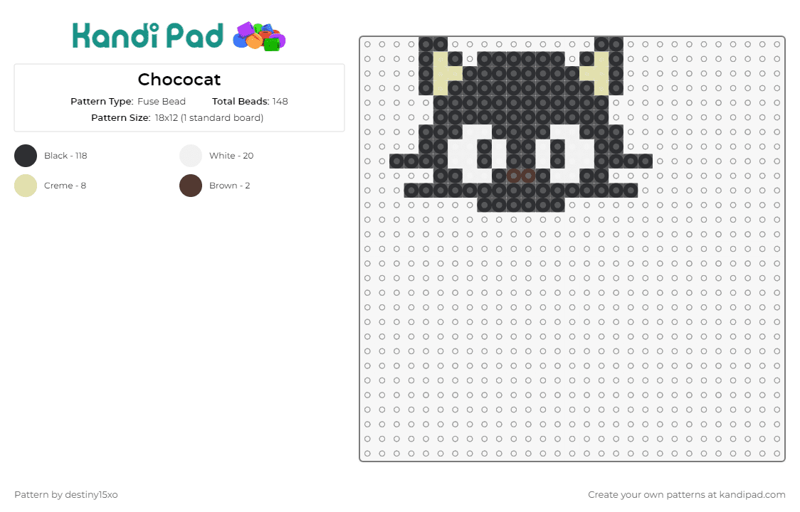 Chococat - Fuse Bead Pattern by destiny15xo on Kandi Pad - chococat,sanrio,hello kitty
