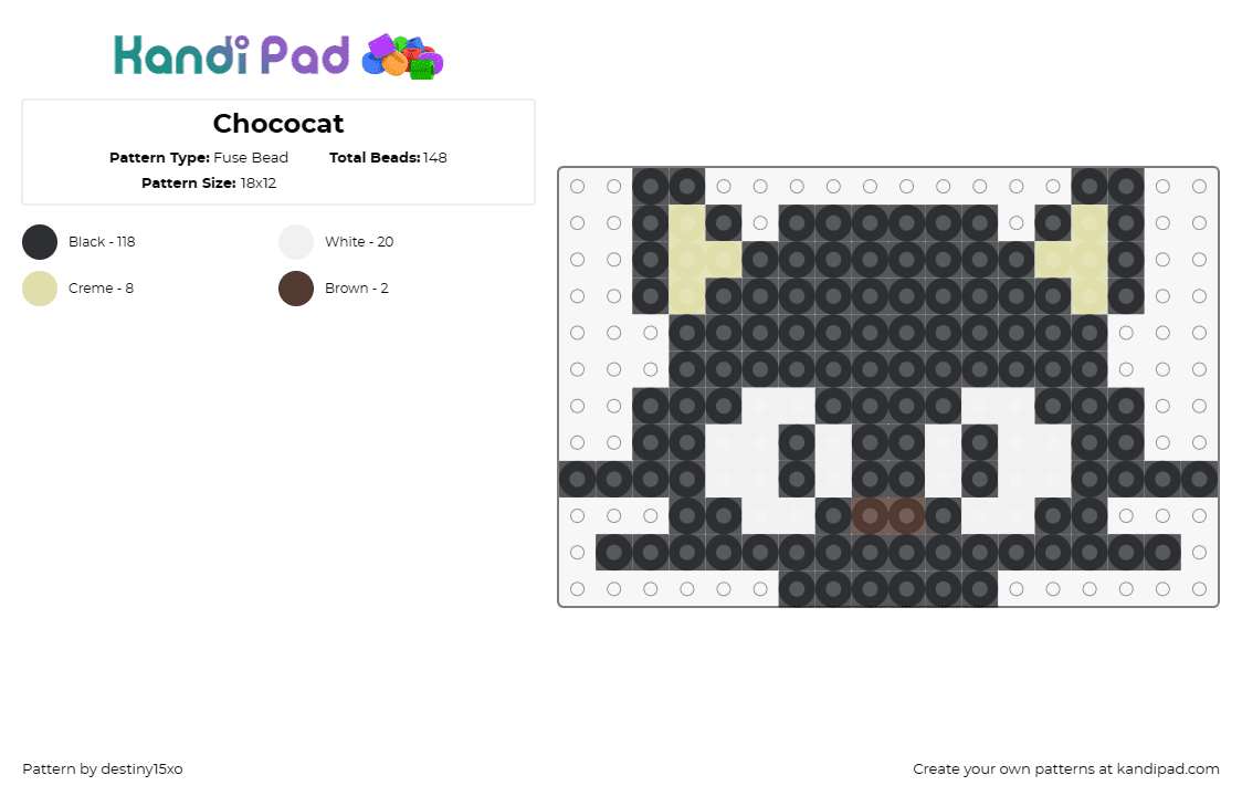 Chococat - Fuse Bead Pattern by destiny15xo on Kandi Pad - chococat,sanrio,hello kitty