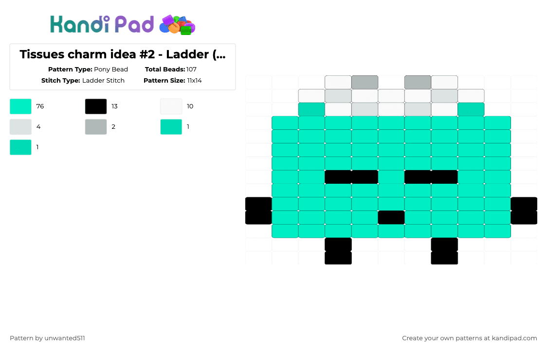 Tissues charm idea #2 - Ladder ((WIP)) - Pony Bead Pattern by unwanted511 on Kandi Pad - teal