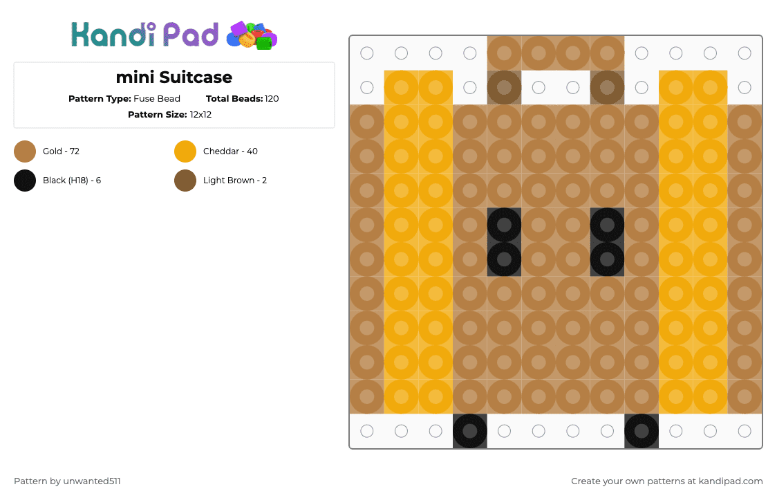 mini Suitcase - Fuse Bead Pattern by unwanted511 on Kandi Pad - tan,orange,suitcase,inanimate insanity,ii,ii season 2,ii season 4,suitcase ii,suitcase ii season 2,osc