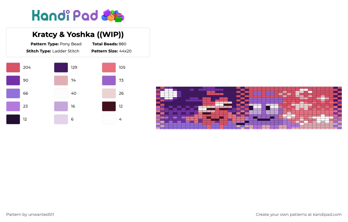 Kratcy & Yoshka ((WIP)) - Pony Bead Pattern by unwanted511 on Kandi Pad - red,purple,kratcy,yoshka,cfmot,kratcy cfmot,osc,yoshka cfmot,osc cfmot
