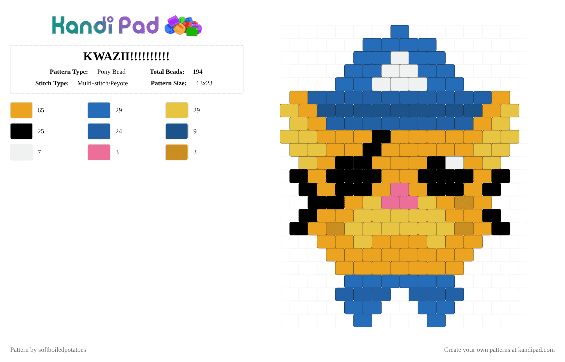 KWAZII!!!!!!!!!! - Pony Bead Pattern by softboiledpotatoes on Kandi Pad - blue,orange,octonauts,kwazii