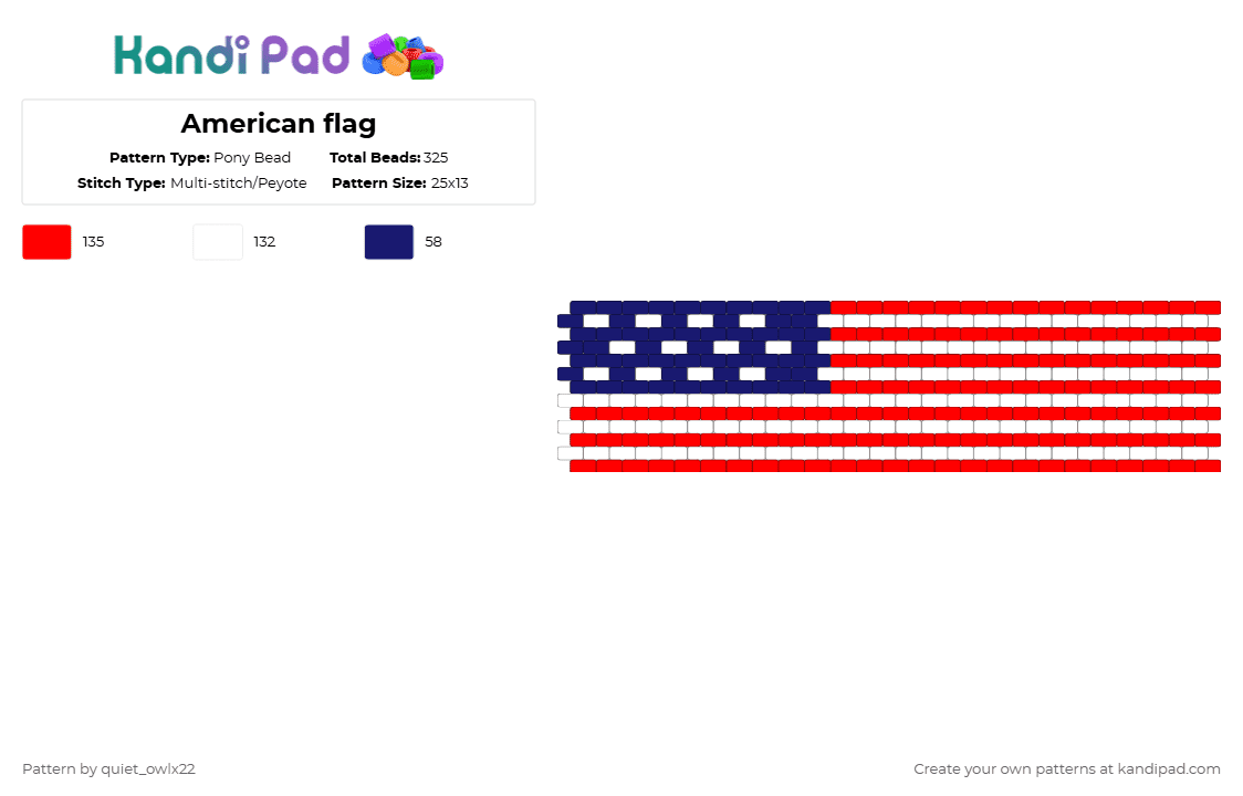 American flag - Pony Bead Pattern by quiet_owlx22 on Kandi Pad - red,purple