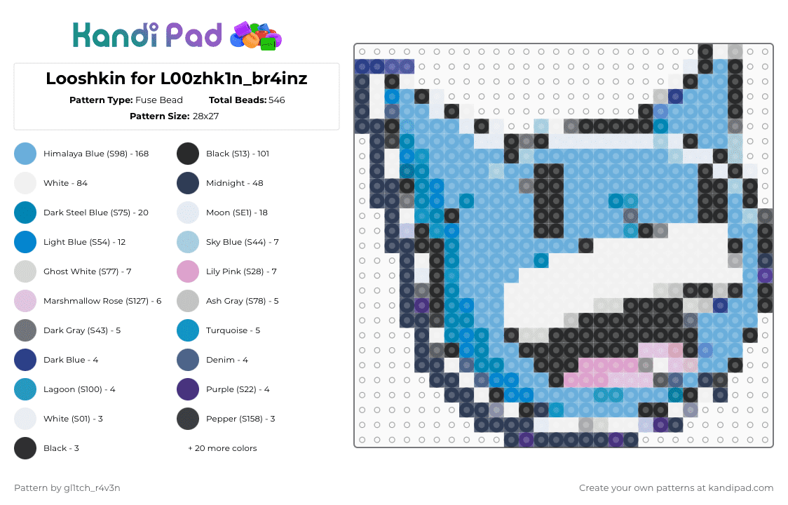 Looshkin for L00zhk1n_br4inz - Fuse Bead Pattern by gl1tch_r4v3n on Kandi Pad - purple,light blue