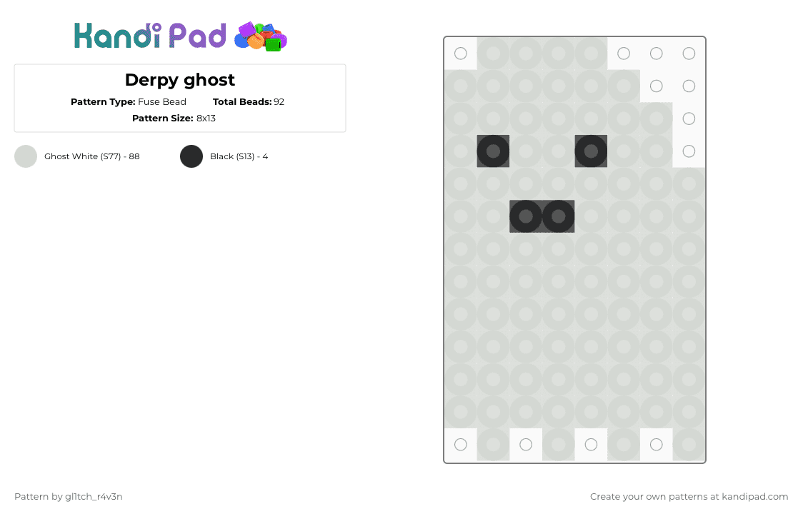 Derpy ghost - Fuse Bead Pattern by gl1tch_r4v3n on Kandi Pad - white