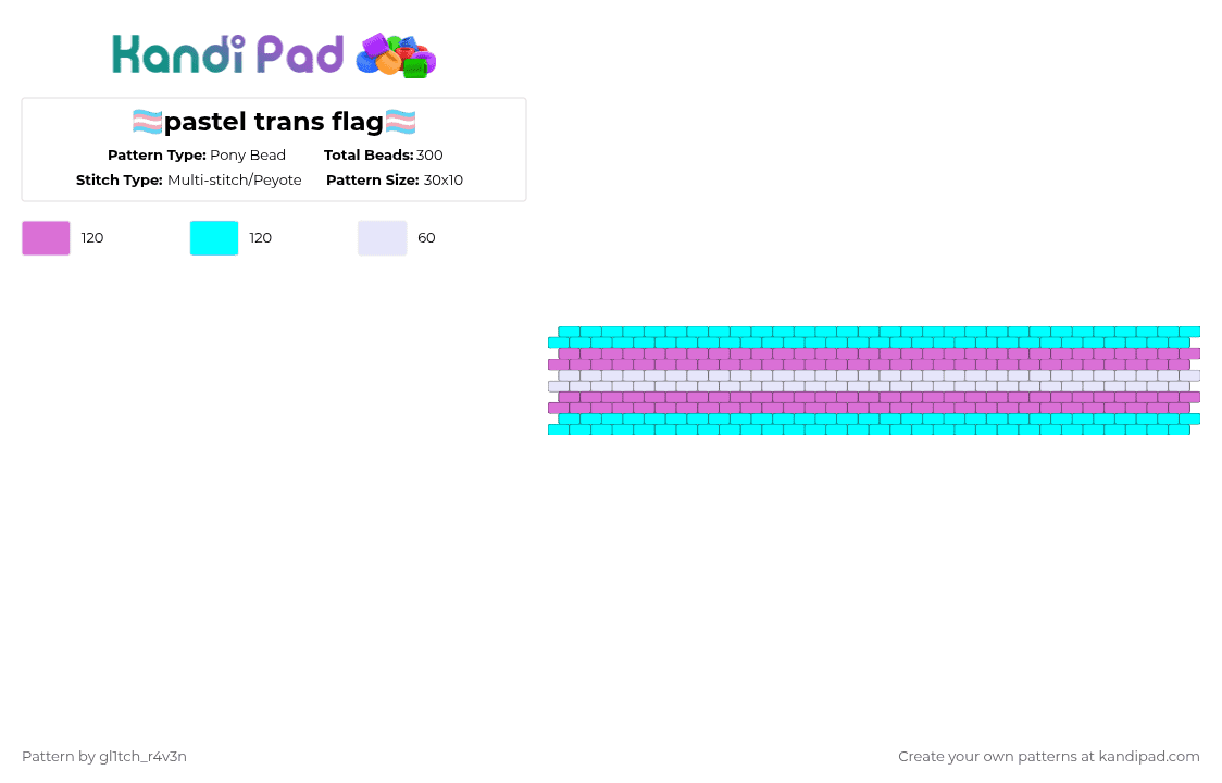 🏳️‍⚧️pastel trans flag🏳️‍⚧️ - Pony Bead Pattern by gl1tch_r4v3n on Kandi Pad - pink,light blue